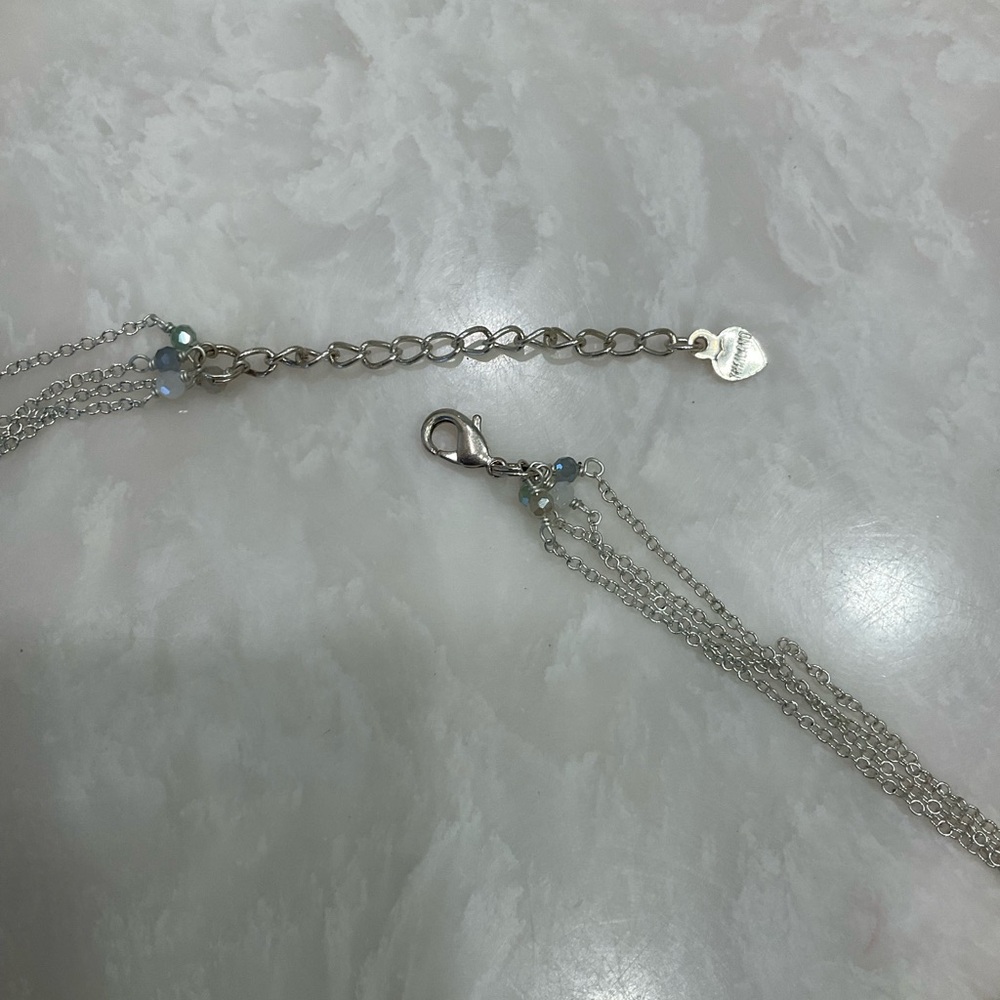 Long Nakamol Green Bead and Silver Chain Fringe Necklace, Excellent Condition - Picture 6 of 10